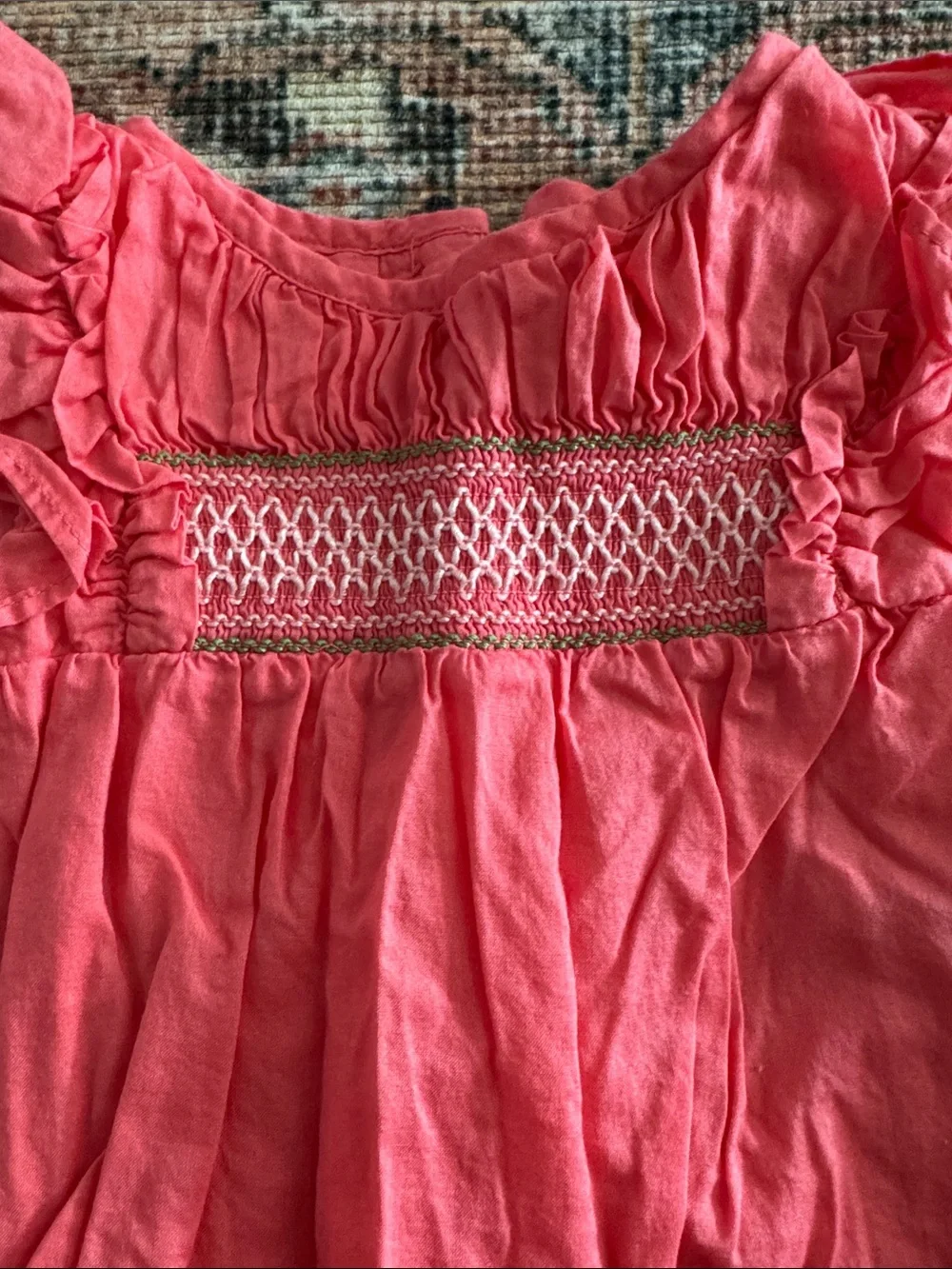 Janie & Jack Coral Pink Baby Two-Piece Set - Smocked Top & Bloomers